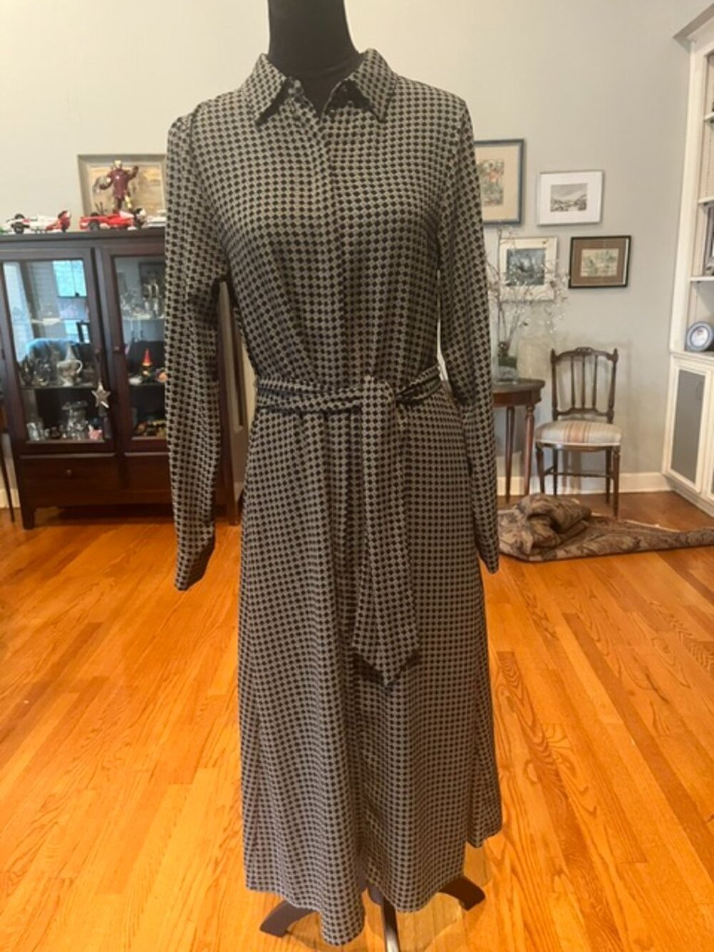 Nordstrom Rack Geometric Print Belted Midi Shirtdress — XS